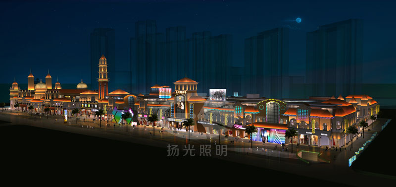 商業街泛光照明設計鳥瞰圖